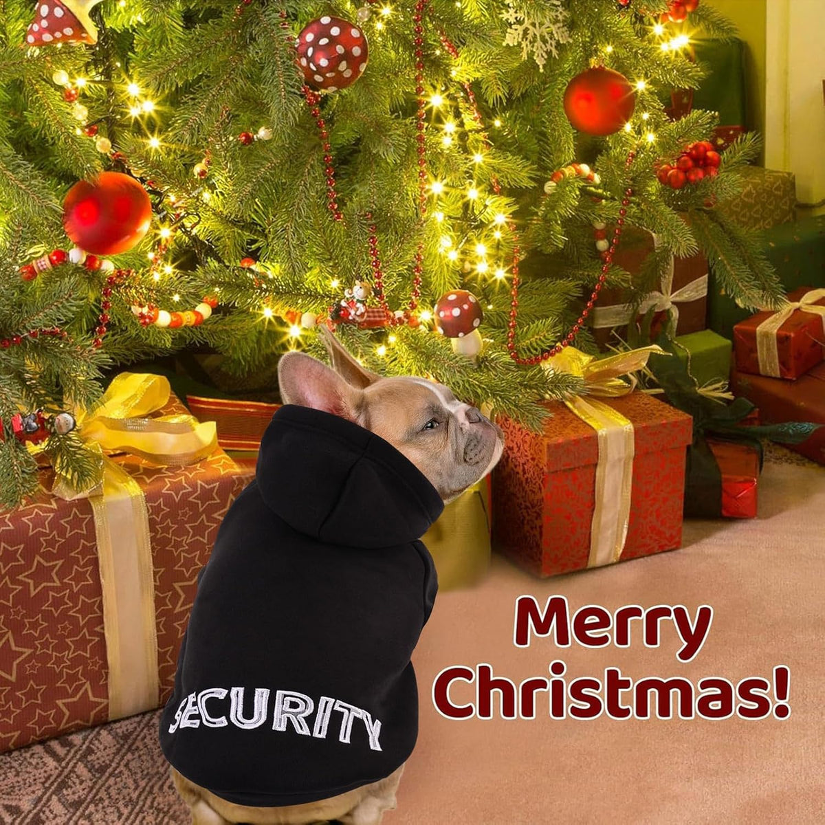 SAWMONG Dog Hoodie,Flannel Pet Hooded Sweater with Hat Puppy Pullover Sweater Shirt,Dog (Security