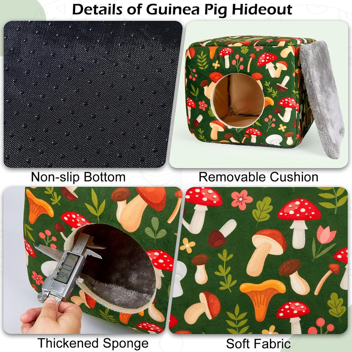 Bienbee Guinea Pig Hideout, Washable Guinea Pigs House Cozy Guinea Pigs Bed for Small Pet