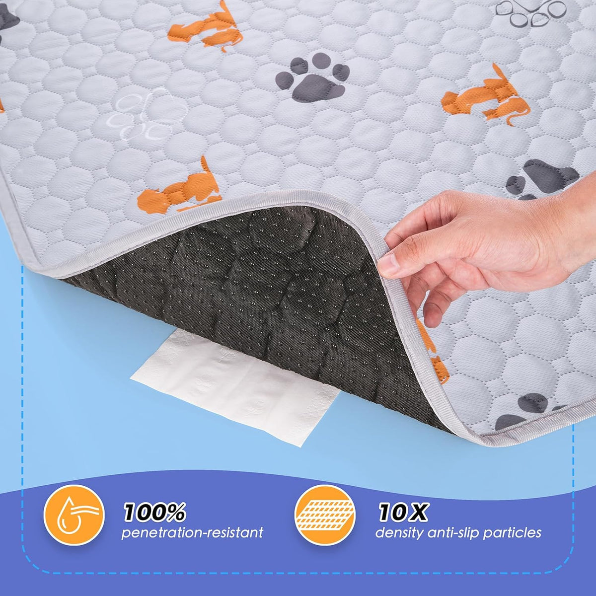 Washable Pee Pads for Dogs, 1 Pack Absorbent Reusable Training Dog Pads Pet Puppy Pads, Non-Slip