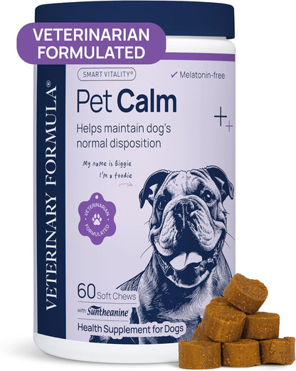 Veterinary Formula Pet Calm 60ct – Vet-Formulated Calming Chews for Dogs with L-Theanine