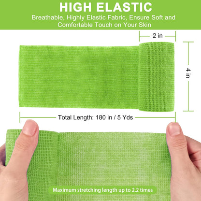 24 Pack Self Adhesive Bandage Wrap, 4” x 5 Yards Elastic Cohesive Bandage Wrap Self Adherent