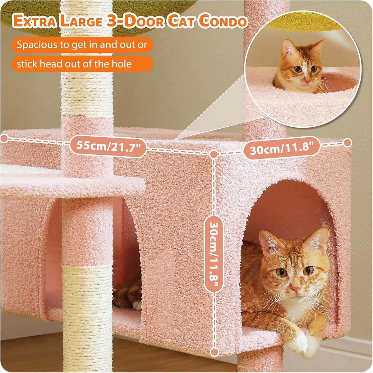 PAWZ Road Flower Cat Tree for Large Cats, 81 Inches Pink Tall Cat Tower with 2 Perches, 2 Condos