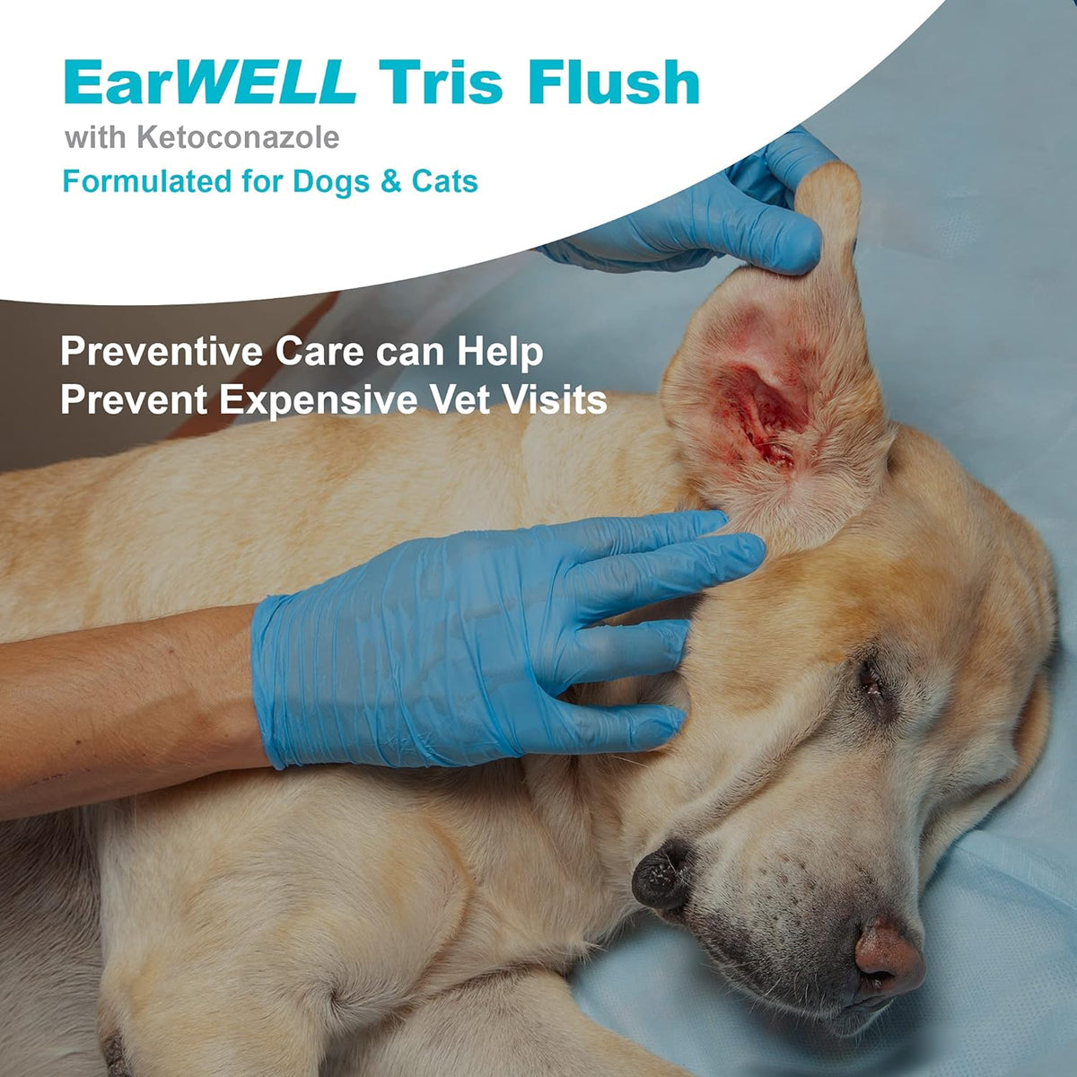 VetWELL Dog Ear Cleaner Solution & Infection Treatment for Dogs & Cats, Tris Otic Cleanser Drops