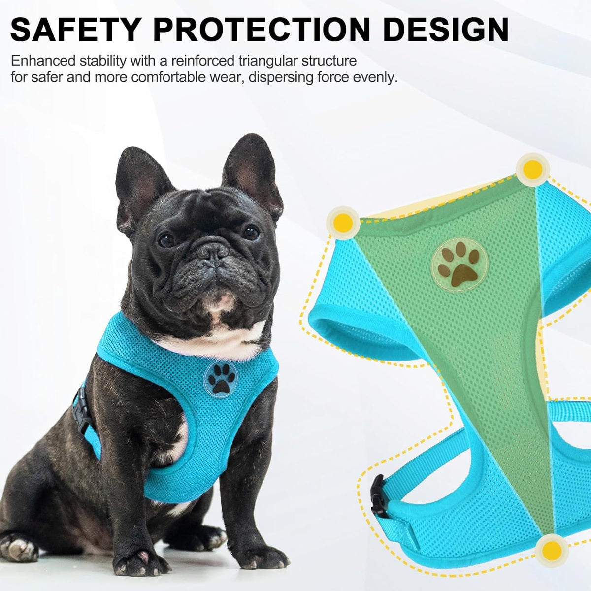 BINGPET No Pull Dog Harness,Soft Mesh Breathable All Weather Vest Harness,Safety Protection Design