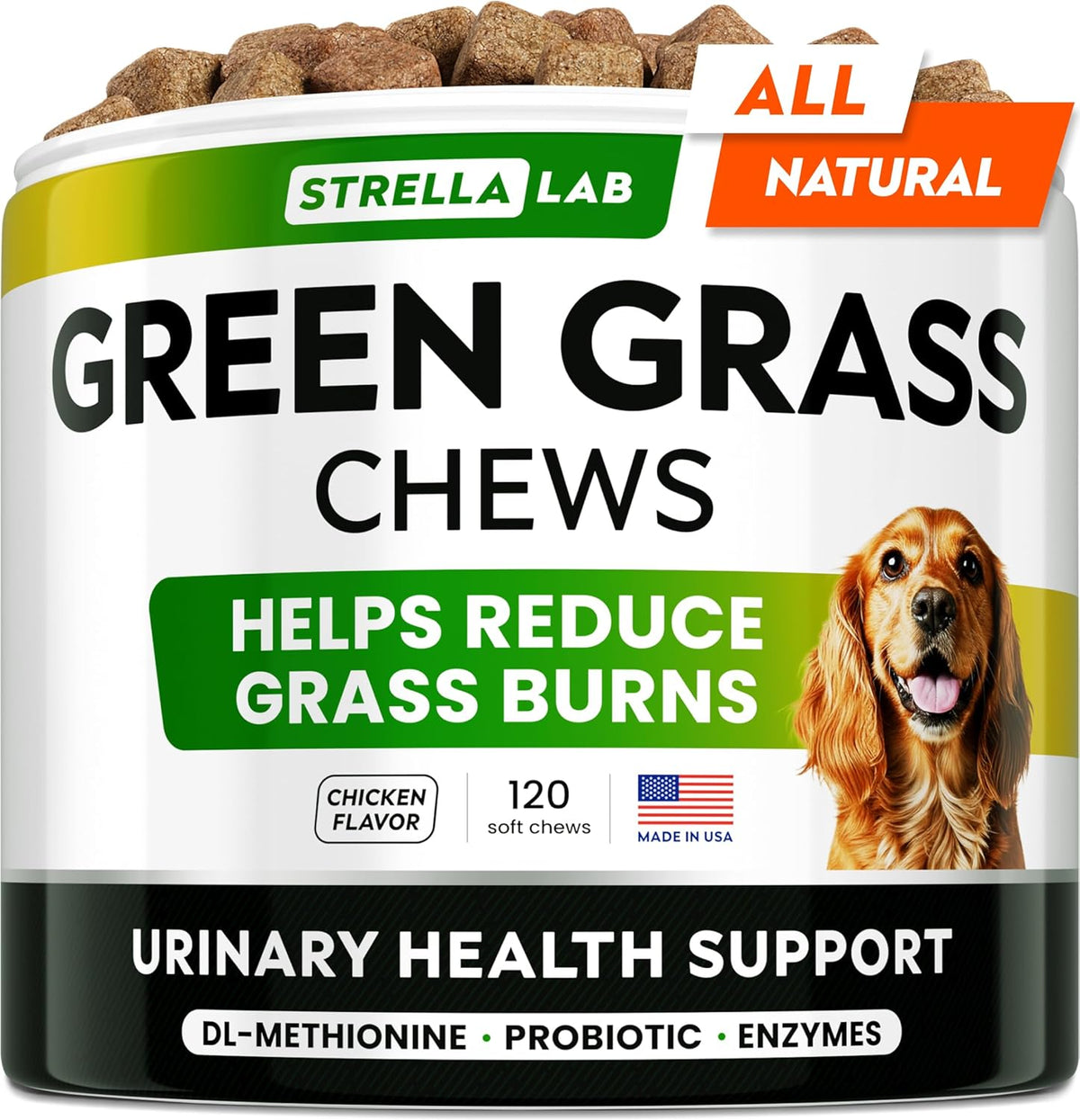 STRELLALAB Green Grass Dog Chews - Dog Pee Grass Helper - Supplement Urine Neutralizer for Grass