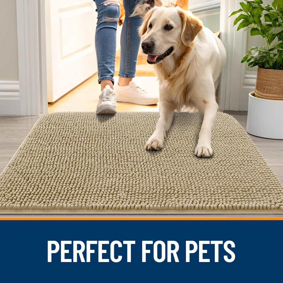 OLANLY Dog Door Mat for Muddy Paws 36x24, Absorbs Moisture and Dirt, Absorbent Non-Slip Washable