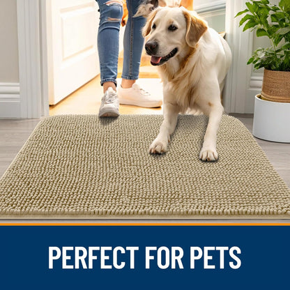 OLANLY Dog Door Mat for Muddy Paws 47x24, Absorbs Moisture and Dirt, Absorbent Non-Slip Washable