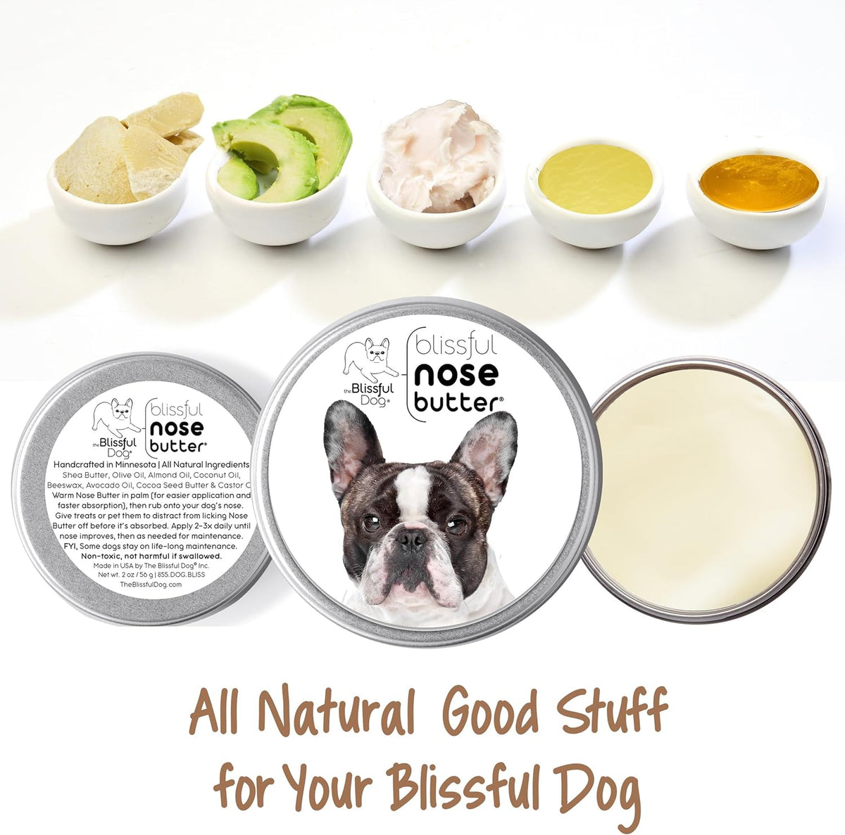 The Blissful Dog French Bulldog Pied Nose Butter for Dry, Cracked Skin, Lick-Safe Dog Nose Balm