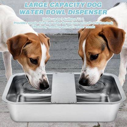 3 Gallon Automatic Dog Water Dispenser, Large Dog Water Bowl Dispenser for Outdoor, Stainless Steel