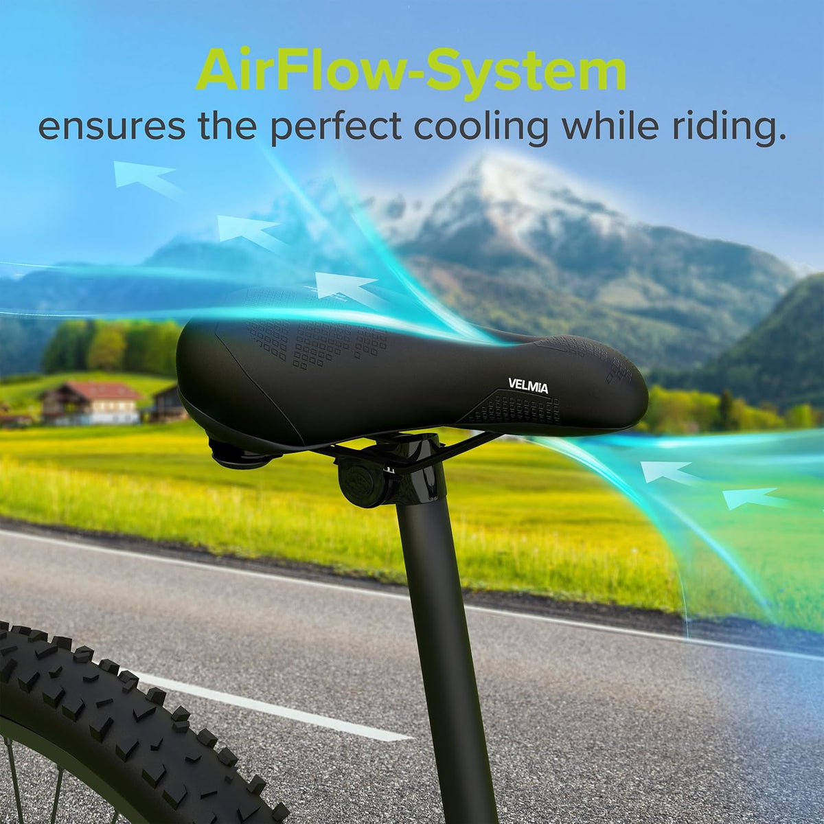 Velmia Bicycle Saddle - Comfortable Saddle for Men and Women - 3 Zone Concept - Waterproof Bicycle