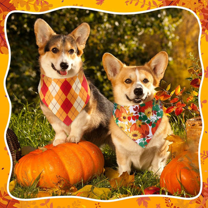 Sanwuta 120 Pcs Fall Thanksgiving Dog Bandanas Bulk, Dog Scarves for Small Medium Large Dogs Cats