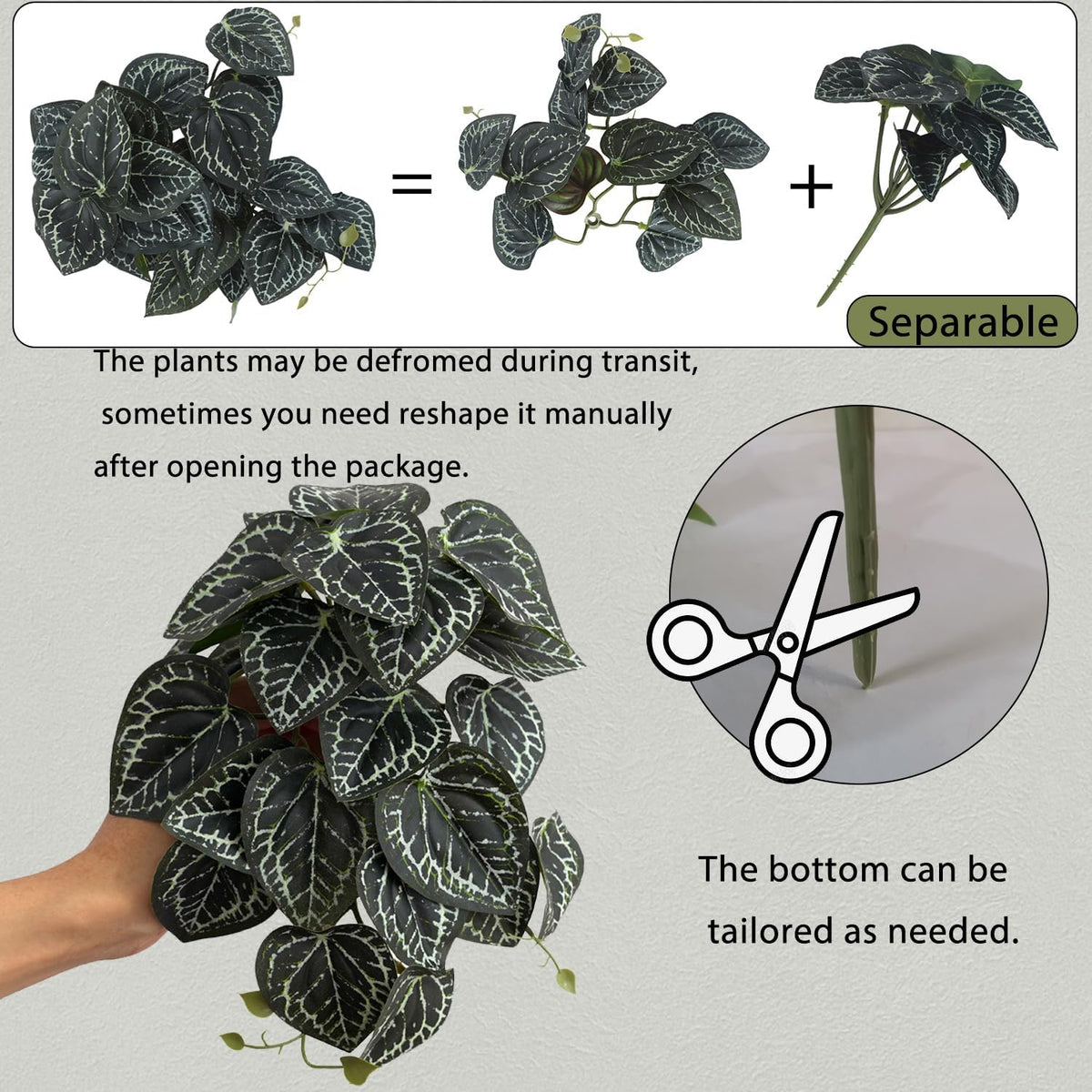 IBWell Fake Reptile Plants for Reptile Terrarium Plants, Reptile Plant Décor, Turtle Tank Plants