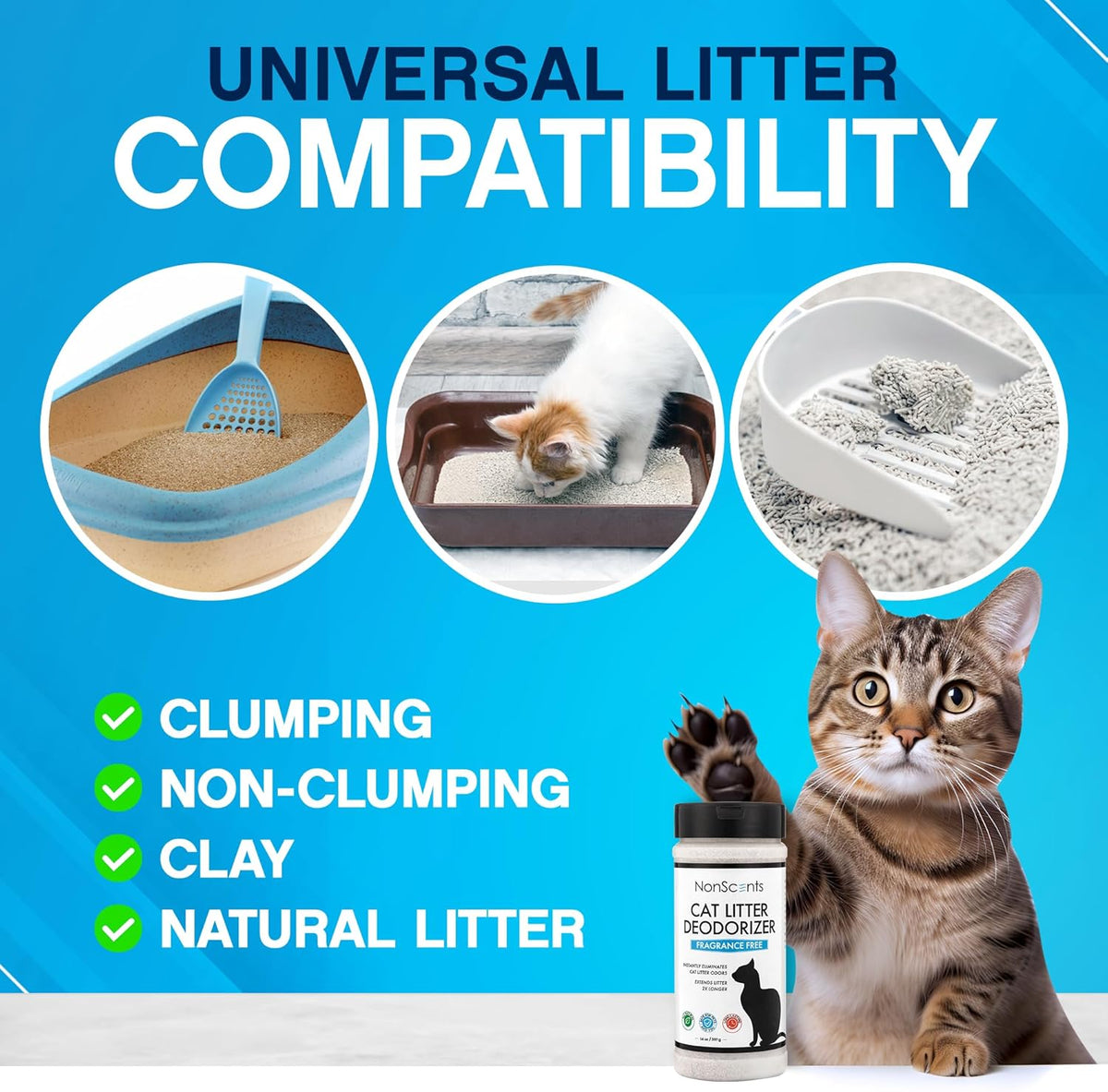 NonScents Cat Box Deodorizer - Odor Eliminator - Reduces Scooping, Extends Litter Lifespan