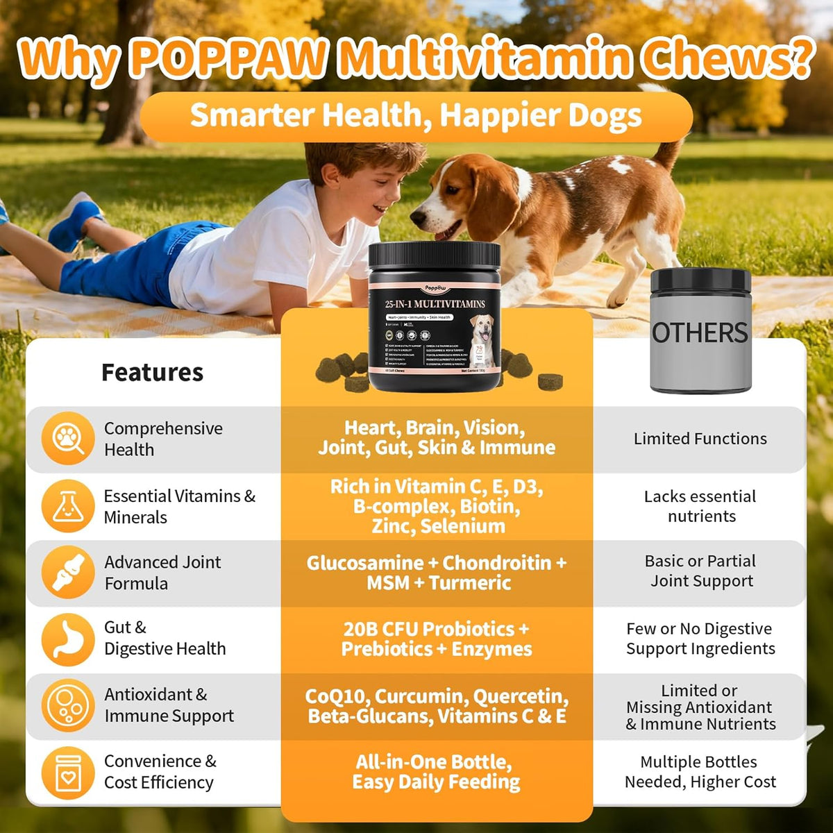 25-in-1 Dog Multivitamin Chews – All-in-One Daily Vitamins & Supplements for Dogs, Joint Support