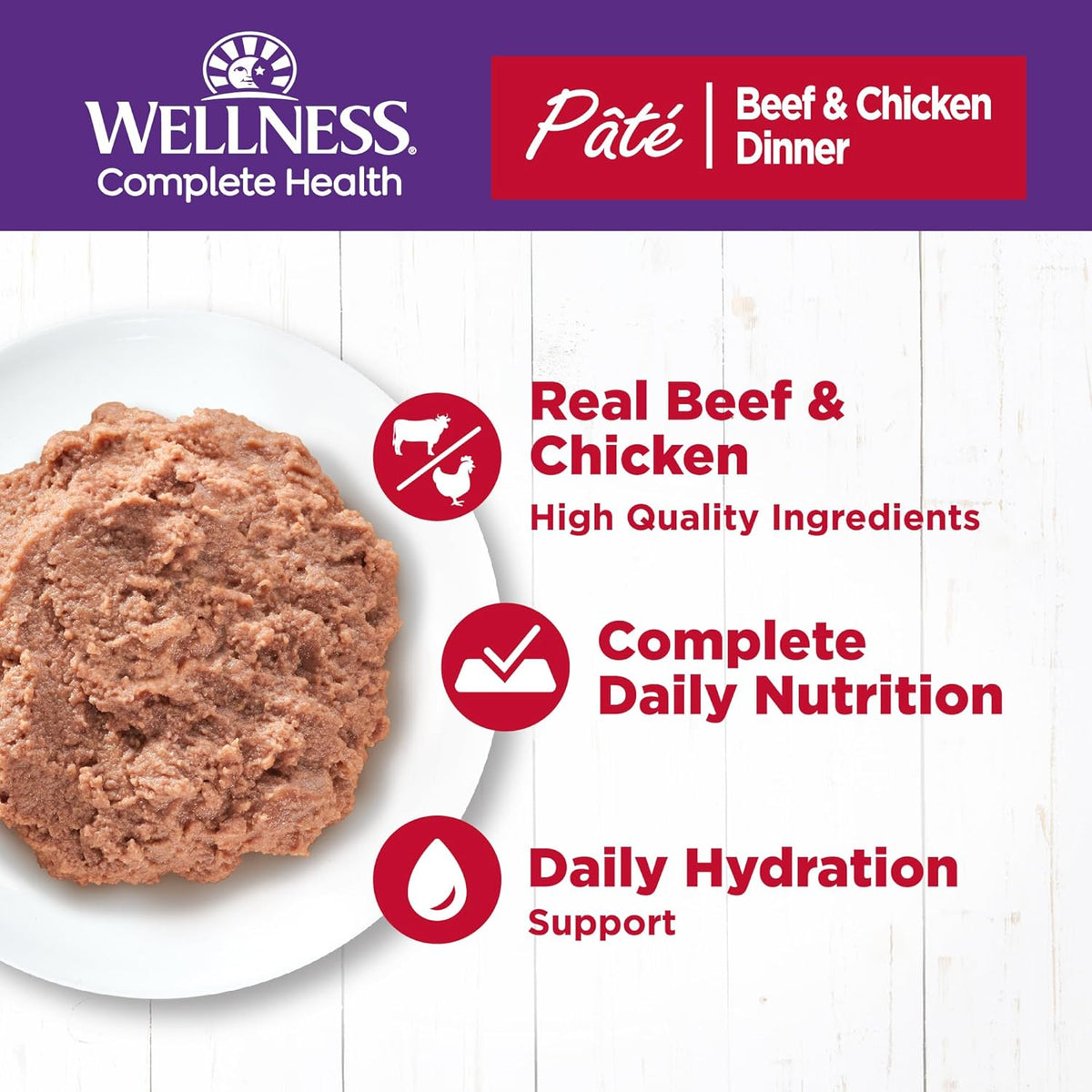 Wellness Complete Health Pate Adult Wet Cat Food, Natural, Protein-Rich, Grain Free, 3 Ounce, 24