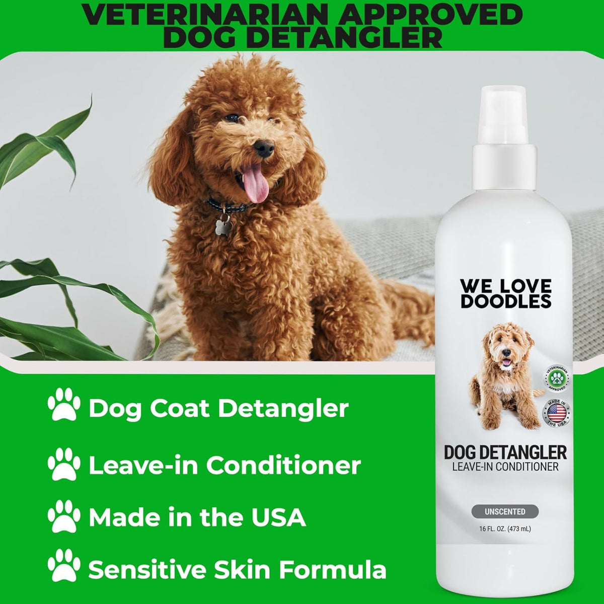We Love Doodles Dog Detangler Spray - Leave-in Conditioner for Dogs - Dog Detangling Spray