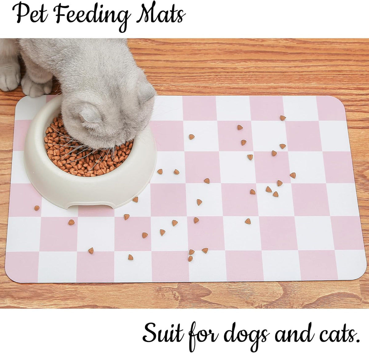 Ralxion Checkered Dog Feeding Mat, Absorbent Mats for Dog Food and Water Bowl, Dispenser, Retro