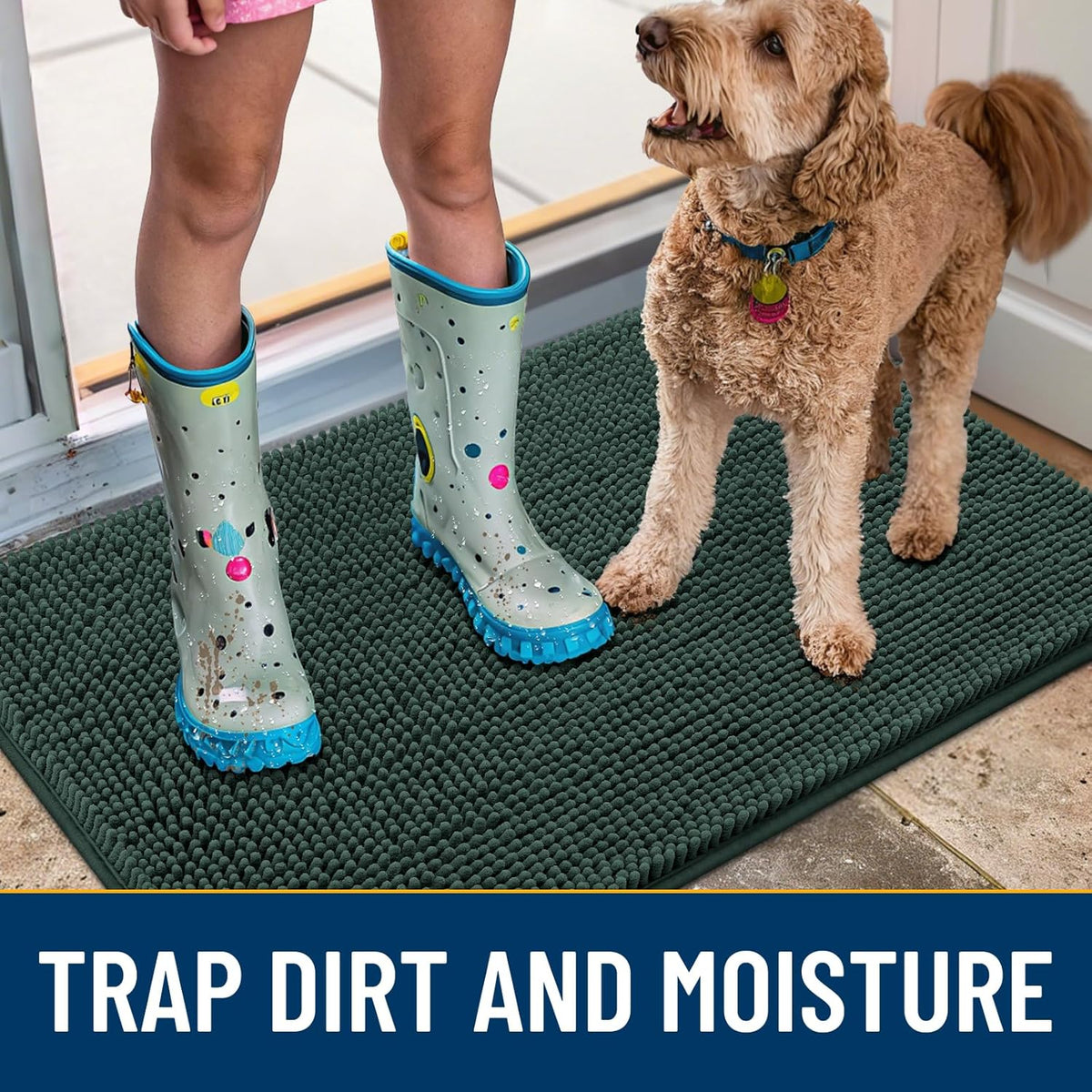 Smiry Dog Door Mat for Muddy Paws 36x24, Absorbs Moisture and Dirt Doormat, Non-Slip Washable Quick