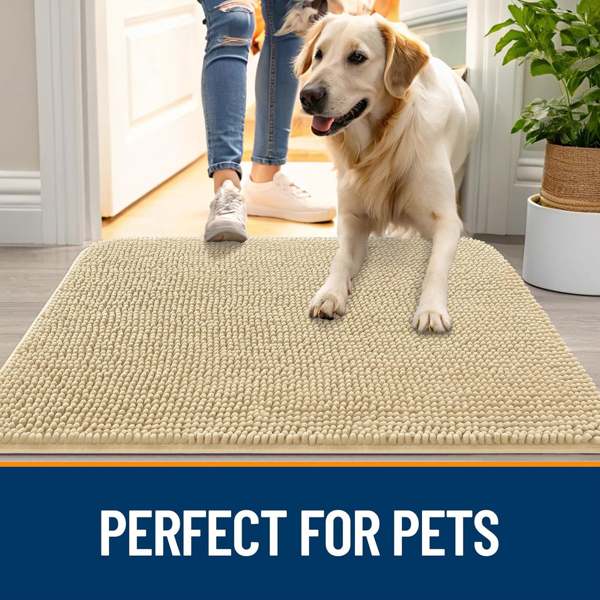 OLANLY Dog Door Mat for Muddy Paws 36x24, Absorbs Moisture and Dirt, Absorbent Non-Slip Washable