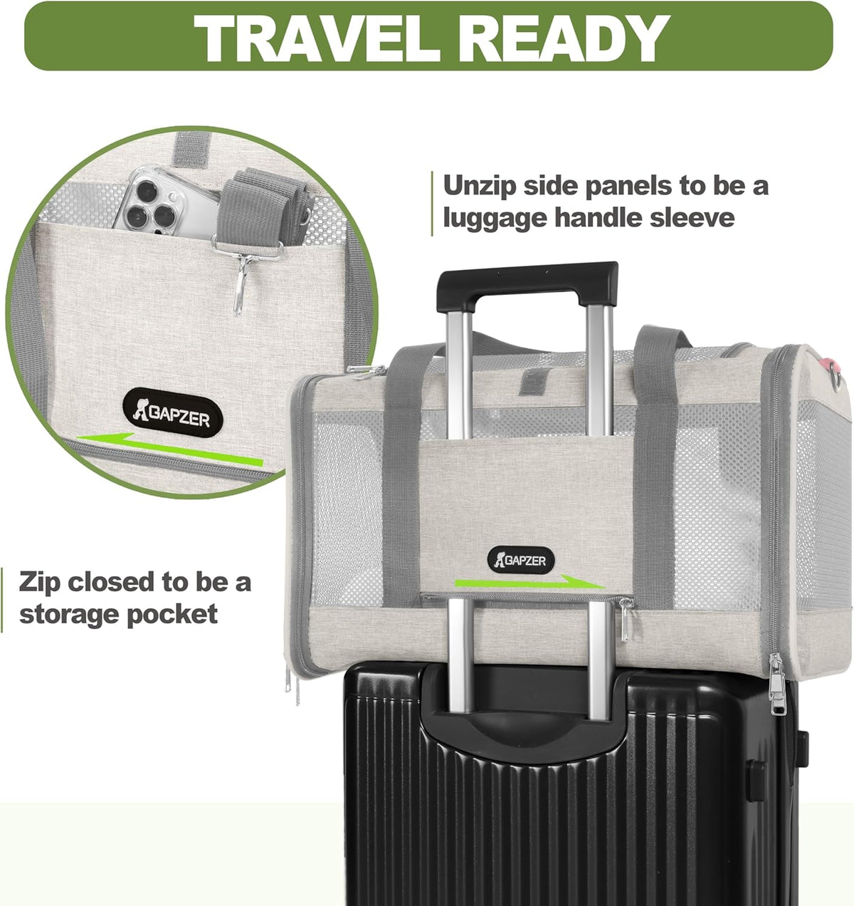Cat Carrier American Airline Approved 18x11x11, Top Opening Sturdy Soft Pet Carrying Bag See