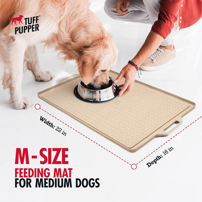 Tuff Pupper 22x16 Medium Dog Feeding Mat for Food and Water | Dog Feeding Mats for Floors |