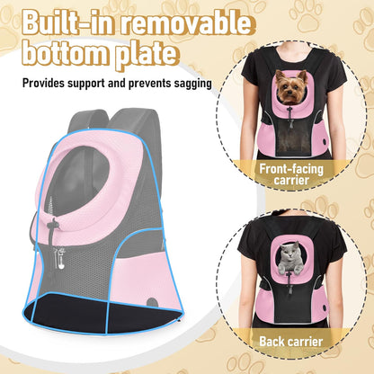 WOYYHO Pet Dog Carrier Backpack Small Dog Front Backpack Ventilated Mesh Dog Travel Back Pack with