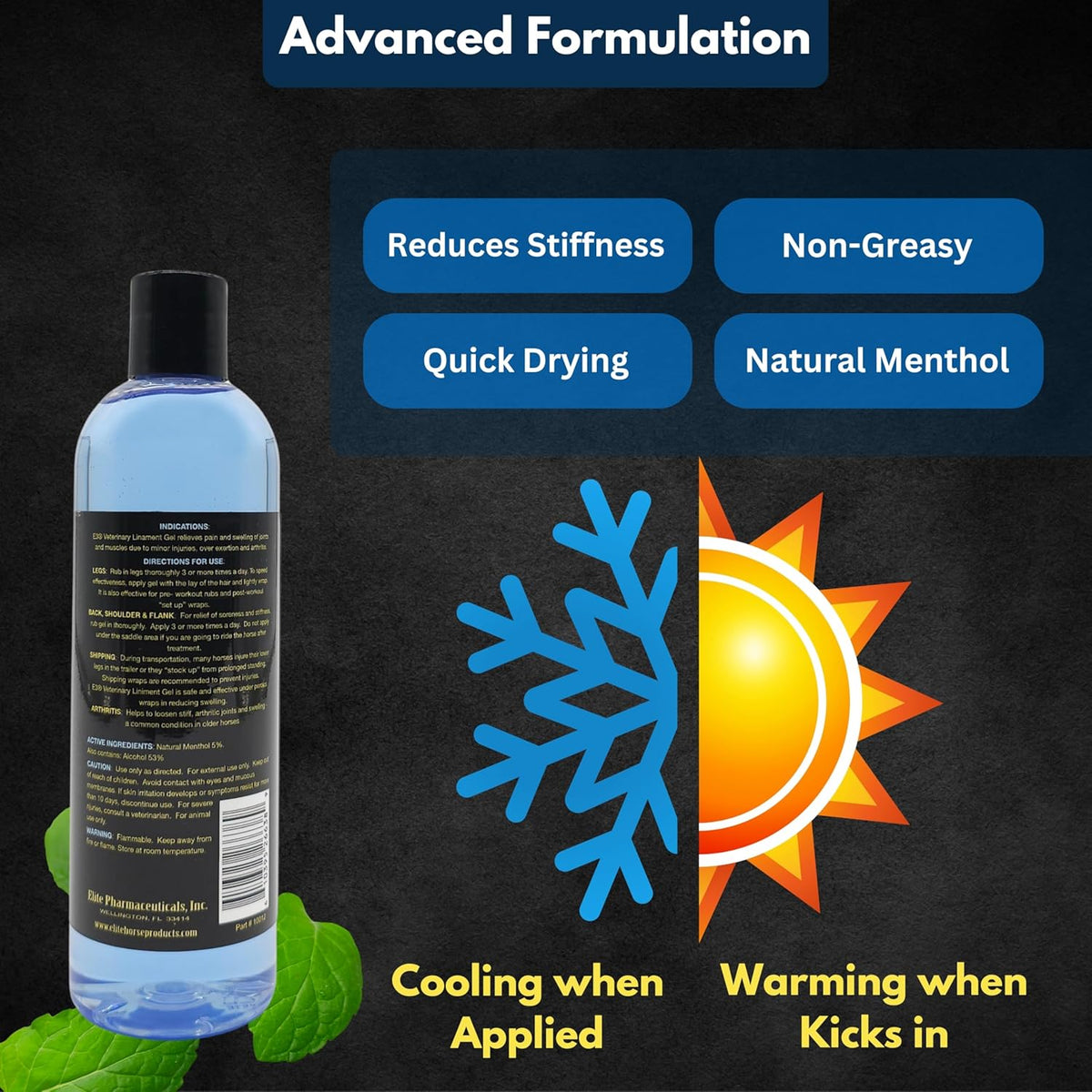 E3 Veterinary Strength Liniment Gel for Sore Muscle & Joint Relief - Reduces Pain & Swelling