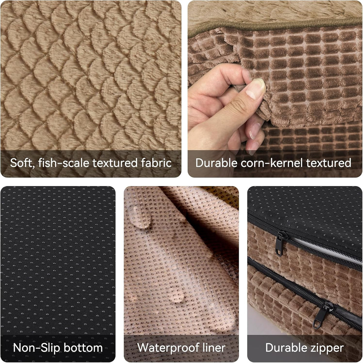 JOEJOY Orthopedic Dog Bed for Large Dogs, Egg-Crate Memory Foam Pet Bed with Bolster Sides
