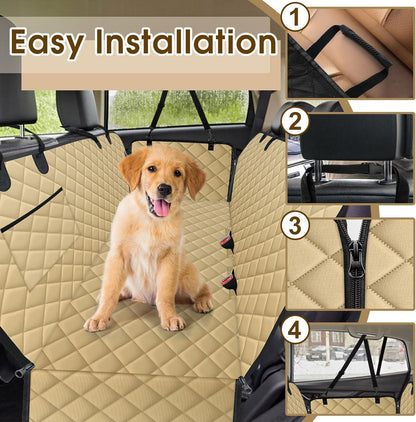 Waterproof Dog Car Seat Cover for Back Seat - Durable, Scratch Proof Pet Hammock with Nonslip