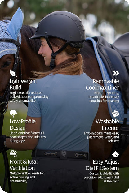 Equinavia Gardian Riding Helmet - Lightweight, Low-Profile Design with Airflow Vents, Easy-Adjust