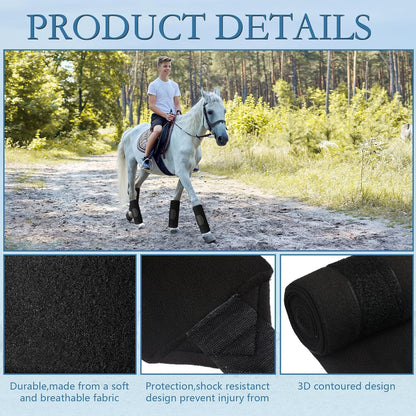 Set of 4 Horse No Bow Bandage 3D Contoured Standing Wrap Bandages Stable Nylon Horse Leg Wraps for