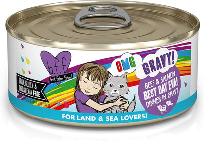 Weruva B.F.F. OMG - Best Feline Friend Oh My Gravy!, Best Day Eva! with Beef & Salmon in Gravy Cat