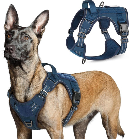 rabbitgoo Tactical Dog Harness for Large Dogs, No Pull Military Service Vest with Handle & Molle