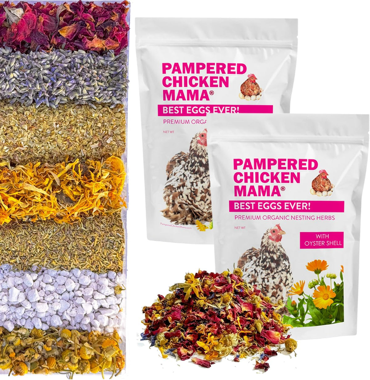 Pampered Chicken Mama Best Eggs Ever! Nesting Herbs for Chickens (2 Pounds Total) for Chicken