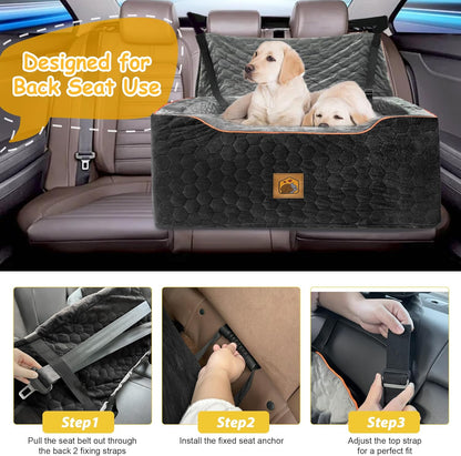 Dog Car Seat for Medium/Large Dog Booster Seat for Dogs Under 60 lbs or 2 Small Dogs