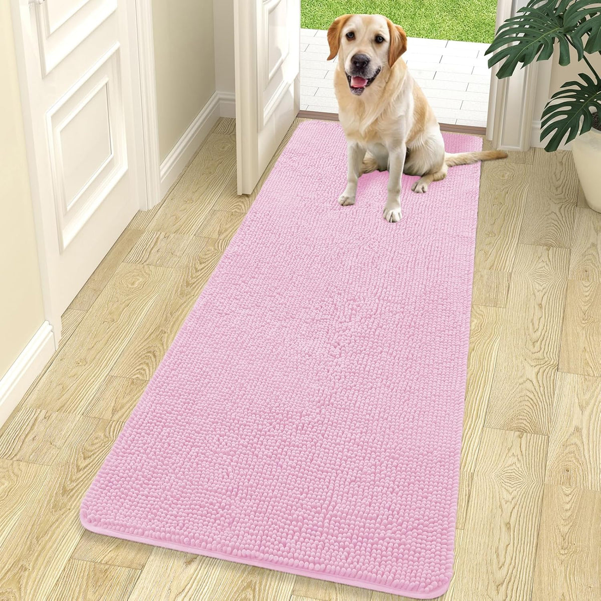 OLANLY Dog Door Mat for Muddy Paws 70x24, Absorbs Moisture and Dirt, Absorbent Non-Slip Washable