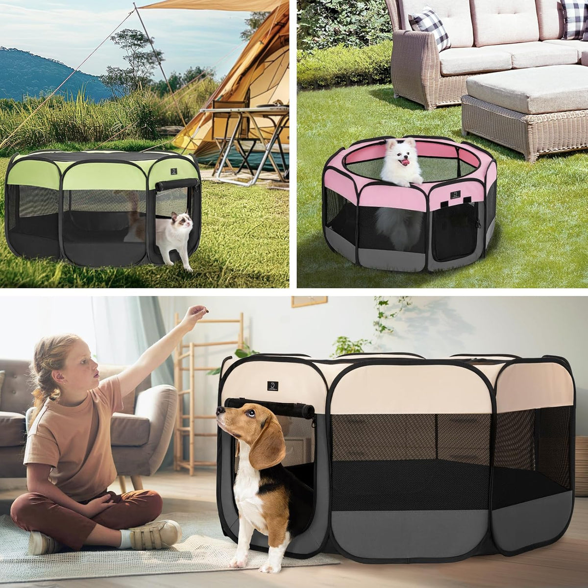 A 4 Pet Portable Cat Playpen for Small Dogs, 27" Small Kitten Playpen, Suitable for