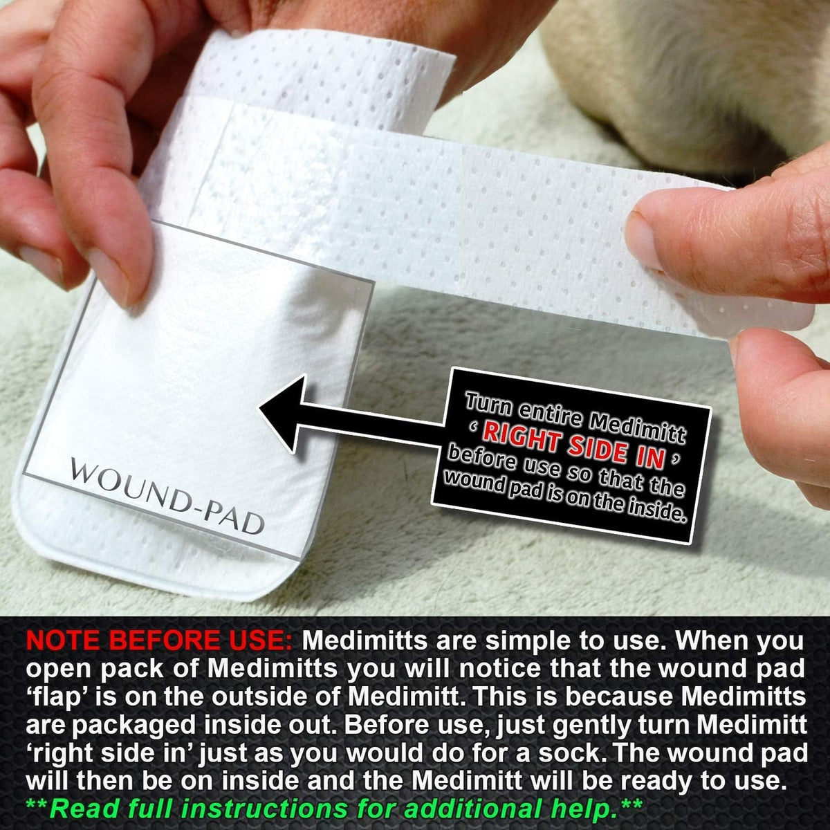Medimitt Paw Bandages for Dogs, Cats and Pets – Stretchy Medical Booties, First Aid for Paws – Non
