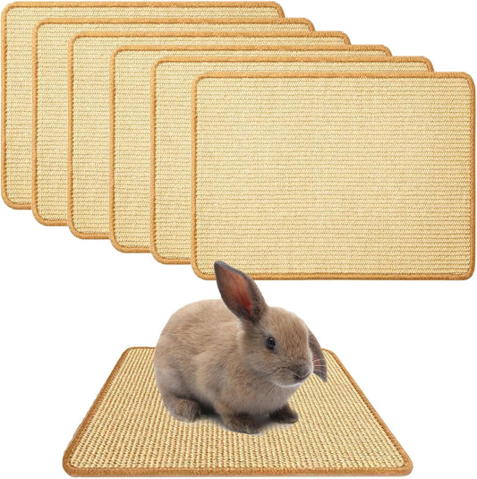 Oncpcare 6PCS Natural Bunny Scratch Mat - Rabbit Scratching Pad for Claws and Teeth Care - Chew