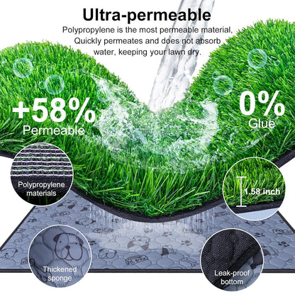 Pee Pads for Dogs with Fake Grass, 27" x 21" Indoor Artificial Grass for Dogs Potty, Lawn Pee Pads