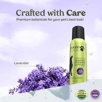 PAWFUME Dog Detangler Grooming Spray, Royal Lavender, 4-Pack – Keeps Pups Fresh All Day