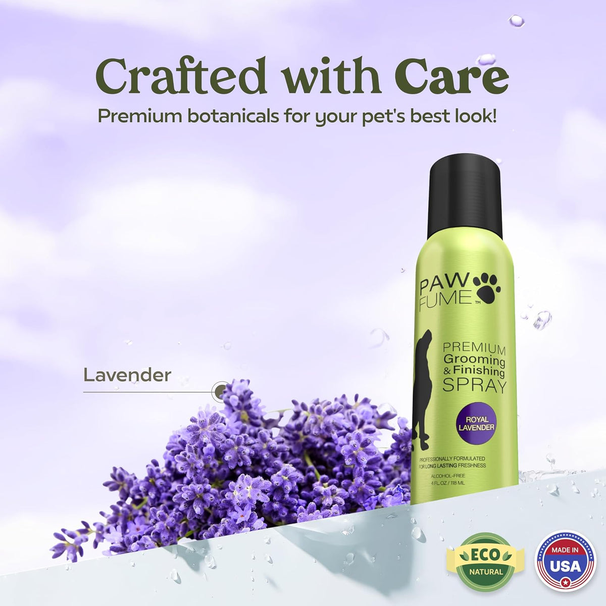 PAWFUME Dog Detangler Grooming Spray, Royal Lavender, 2-Pack – Keeps Pups Fresh All Day