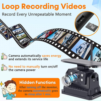 Wireless Backup Camera for RV Install-Free 7-Inch: Magnetic HD 1080P Recording Solar Rear View