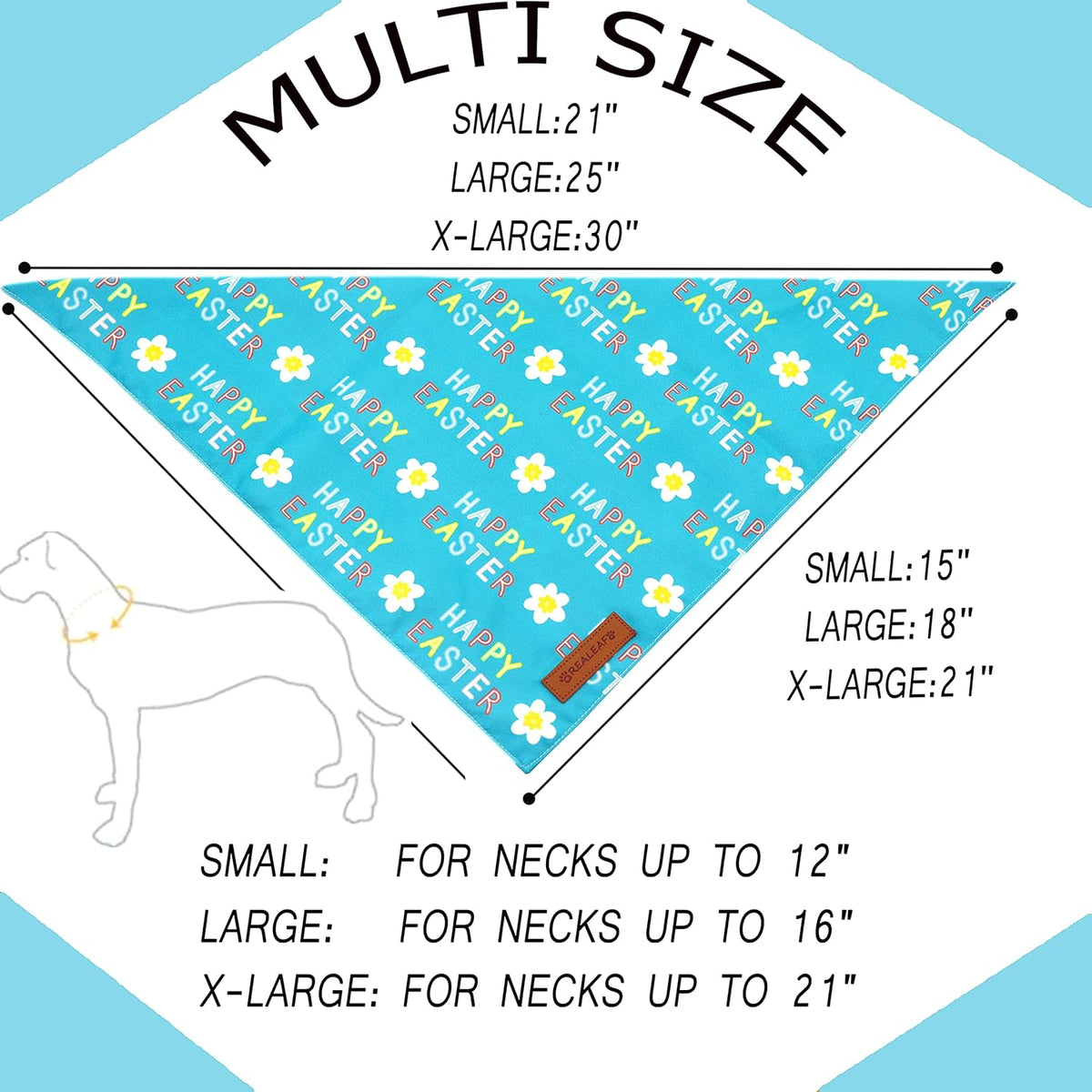 Realeaf Happy Easter Dog Bandanas 2 Pack, Reversible Pet Scarf for Boy and Girl, Premium Durable