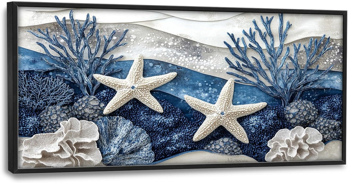 Large Starfish Nautical Wall Art for Living Room, Ocean Canvas Oversized Wall Decor, Sea Animal