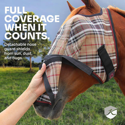 Kensington Signature Fly Mask with Removable Nose — Protects Horses Face and Nose from Biting