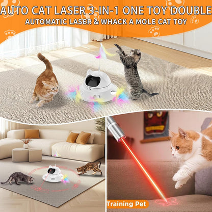 Cat Laser Toy,3-in-1Interactive Cat Toys Automatic Cat Toy with 360° Random Laser & Interactive