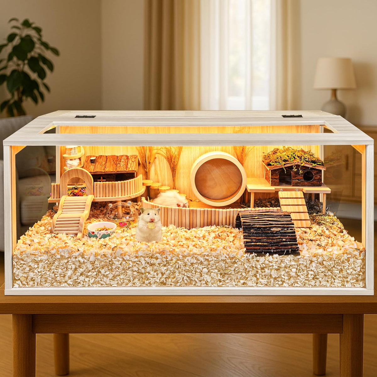 Hamster Cage Chewproof, Large Hamster Cages and Habitats, Openable Top with Acrylic Sheets, Solid