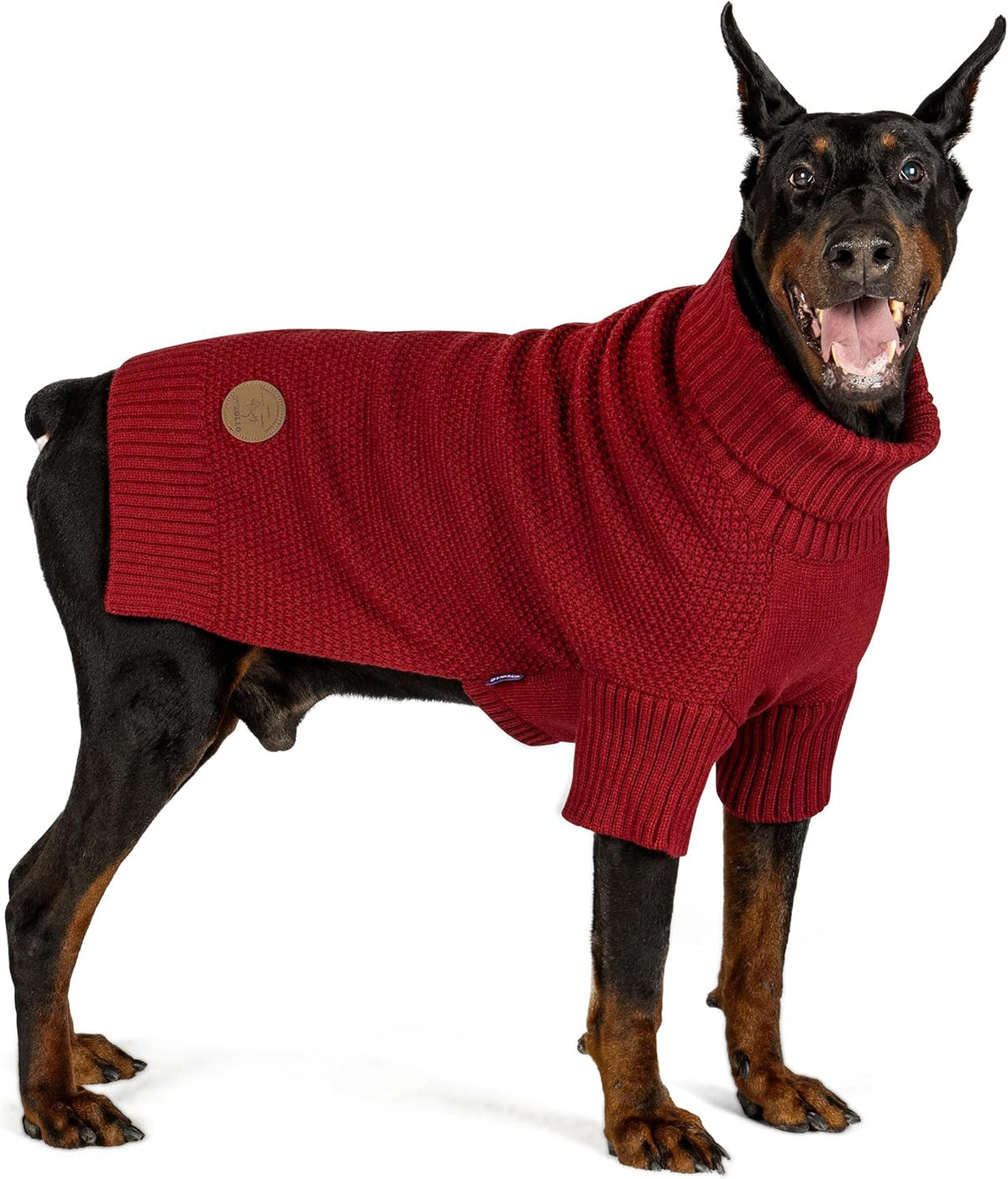 cyeollo Dog Sweater Turtleneck Soft Knitted Sweaters with Leash Hole Warm Cozy Dog Clothes for