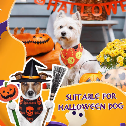 Abbylike 50 Pcs Halloween Dog Bandanas Bulk Pumpkin Bandanas for Dogs Triangle Kerchief Bibs Scarf